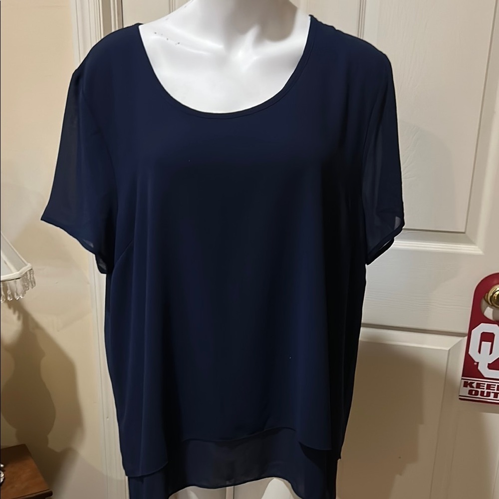 MICHAEL Michael Kors Navy Women's sheer lined Blouse.
